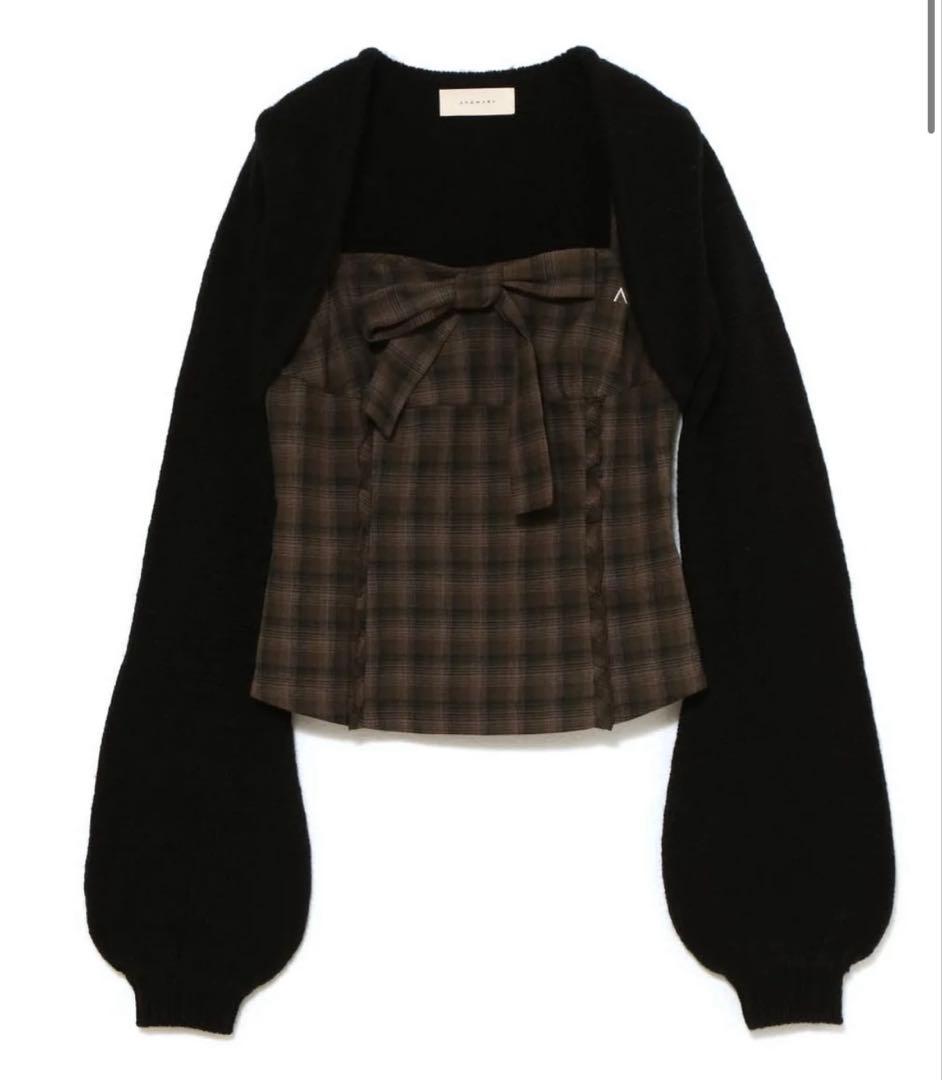 トップス andmary Tyla ribbon set tops black