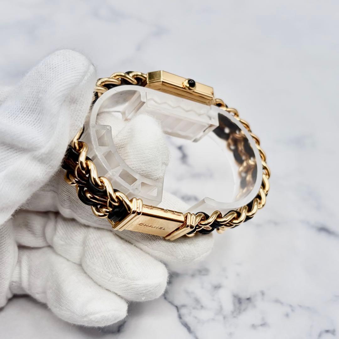 【OH&新品仕上げ済】シャネル プルミエール L ブラック文字盤 GP×革 極美