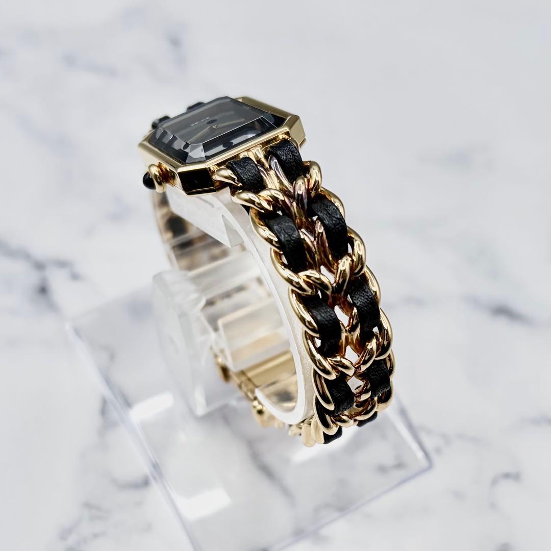 【OH&新品仕上げ済】シャネル プルミエール L ブラック文字盤 GP×革 極美