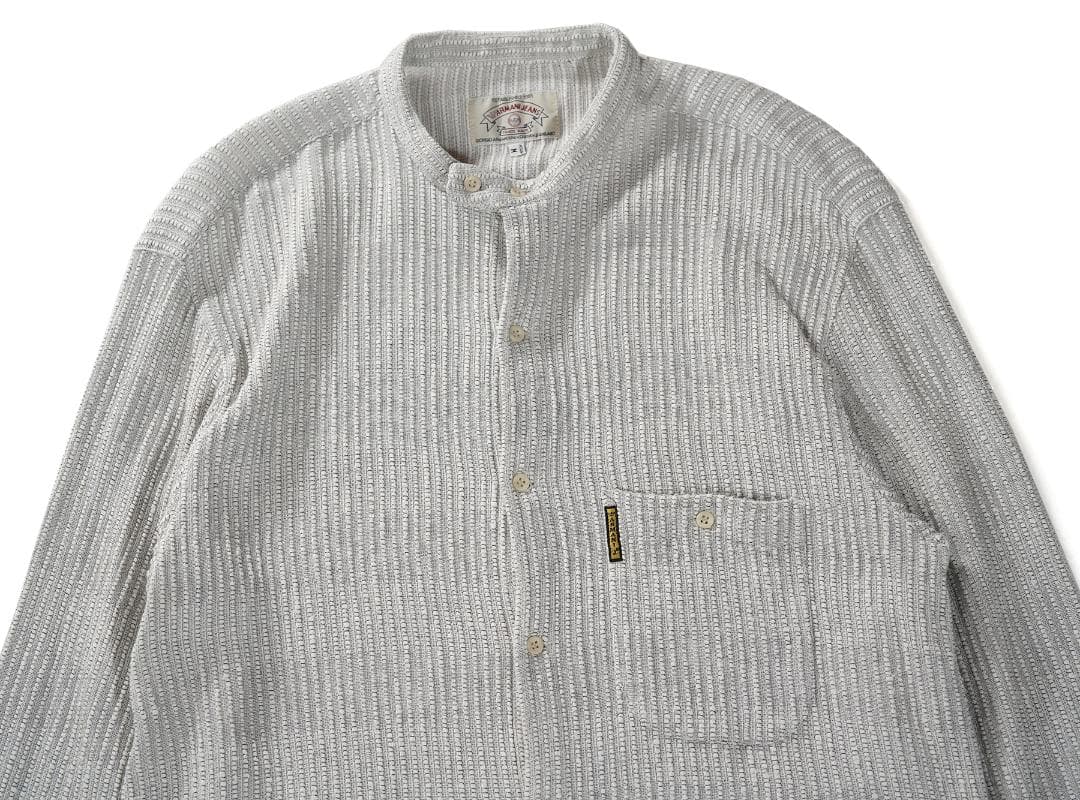 イタリア製 90s ARMANI JEANS スタンドカラー シャツ M