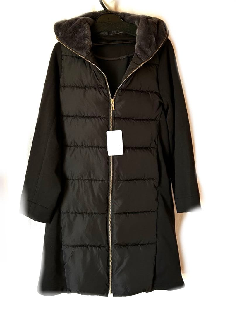 s*a様 MEDOCフード付きロングダウンジャケット チャコールグレー