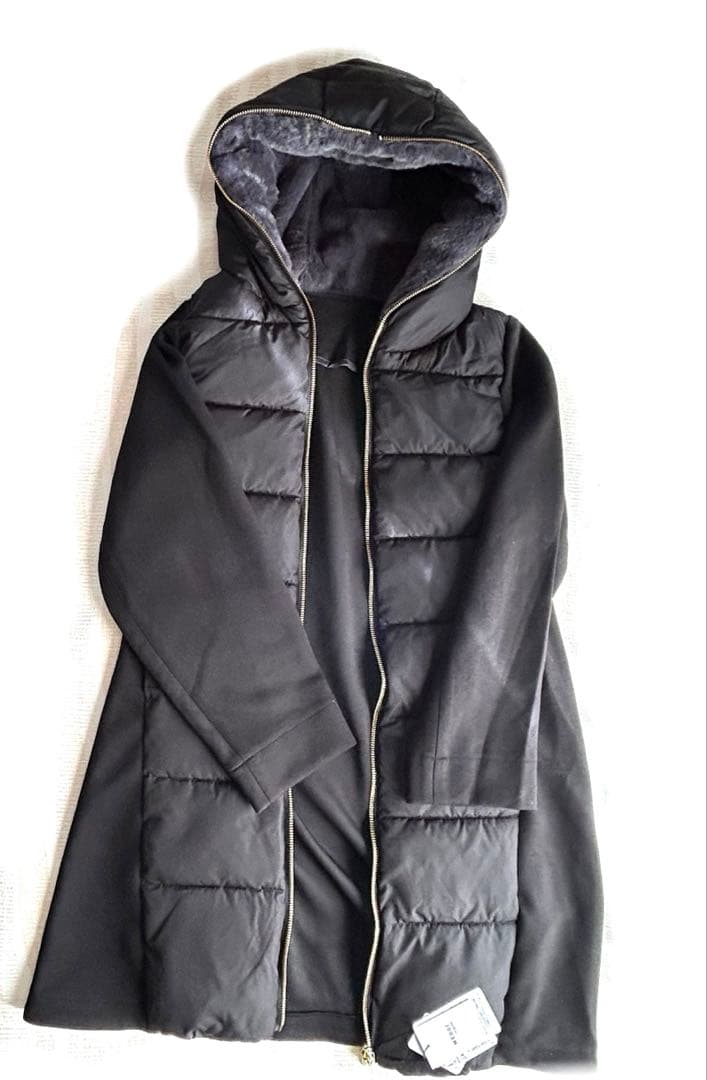 s*a様 MEDOCフード付きロングダウンジャケット チャコールグレー