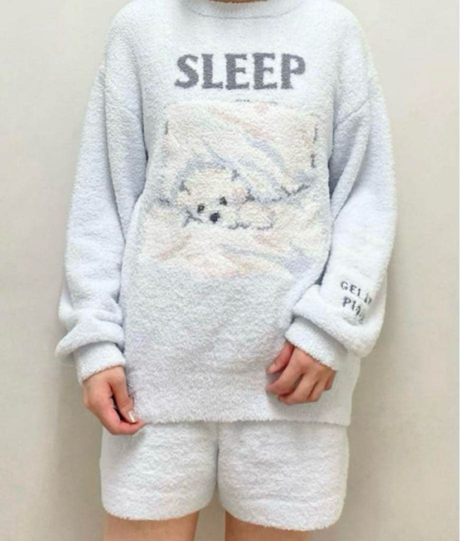 ジェラートピケ　スリープドッグジャガードプルオーバー&ショートパンツ　上下セット