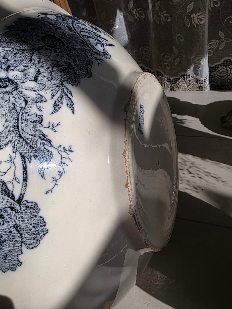 Saint-Amand窯のアンティークピシェとベイスン Anemoneアネモネ