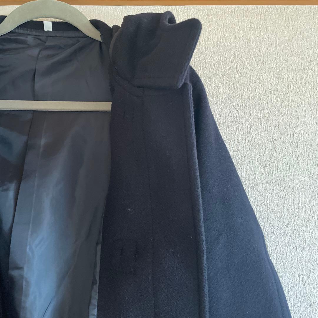 無印良品　ウール混ダッフルコート婦人Ｌ・ダークネイビー