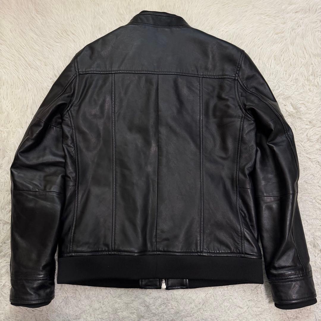 近年美品Lサイズ相当　AKM シングルライダースジャケット　羊革　キルティング