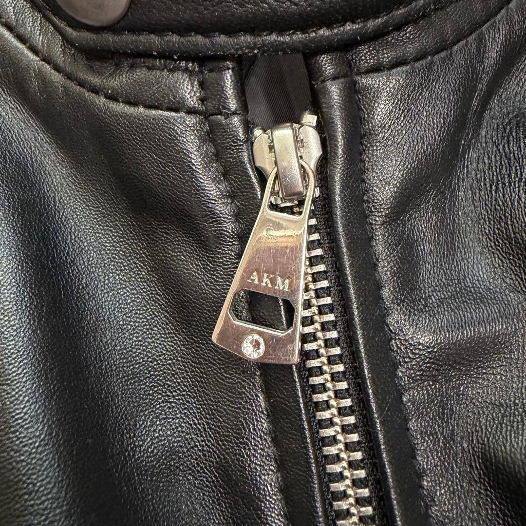 近年美品Lサイズ相当　AKM シングルライダースジャケット　羊革　キルティング