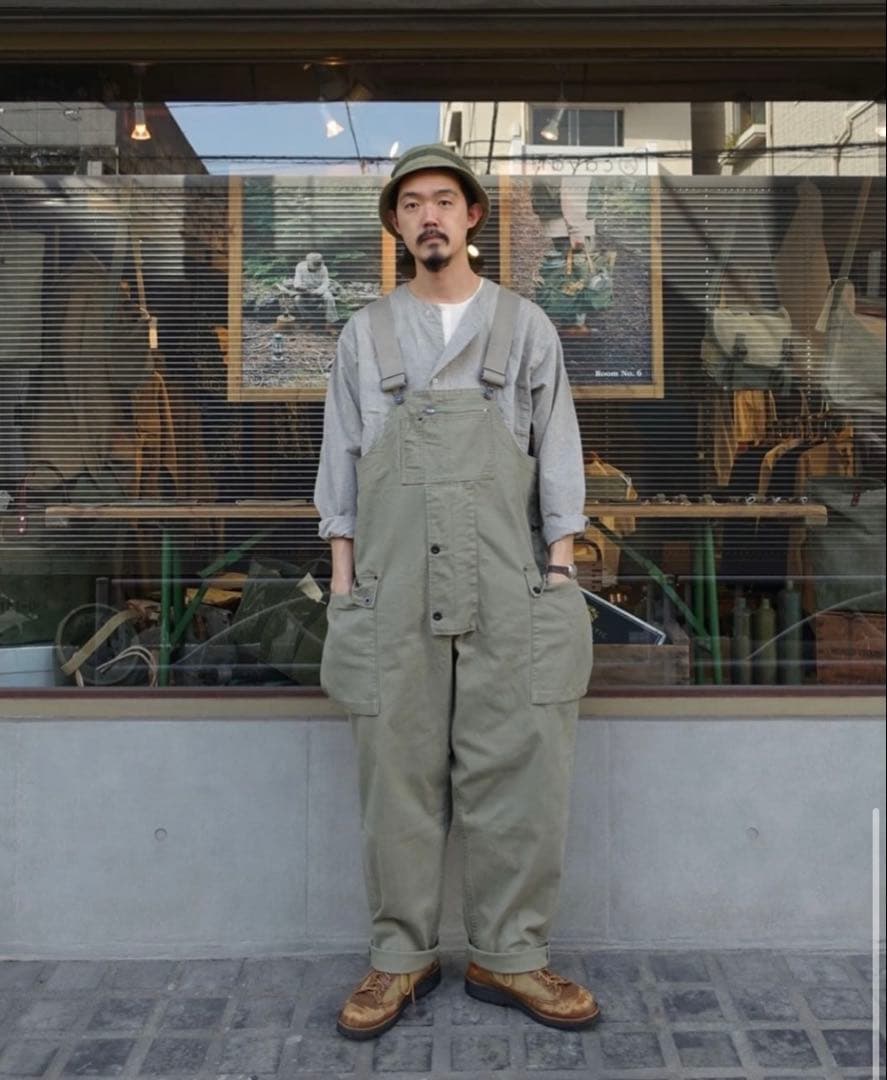 Nigel Cabourn LYBROオーバーオール ヘリンボーン　52 白