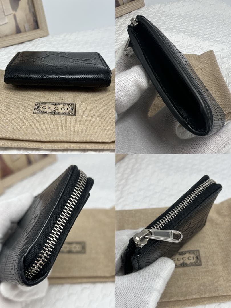 ✨極美品✨GUCCI グッチ　GGエンボス　L字ファスナー財布　＆カード