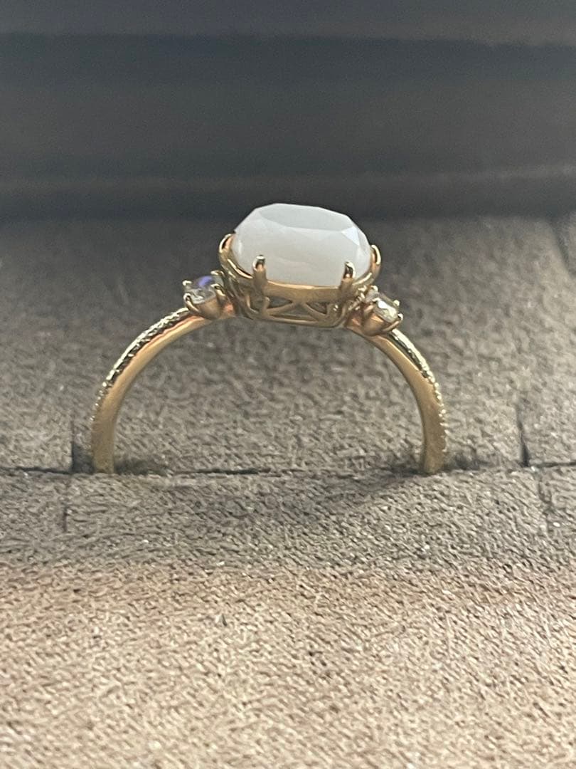 agete K10 ホワイトクォーツ ラブラドライト リング 11号