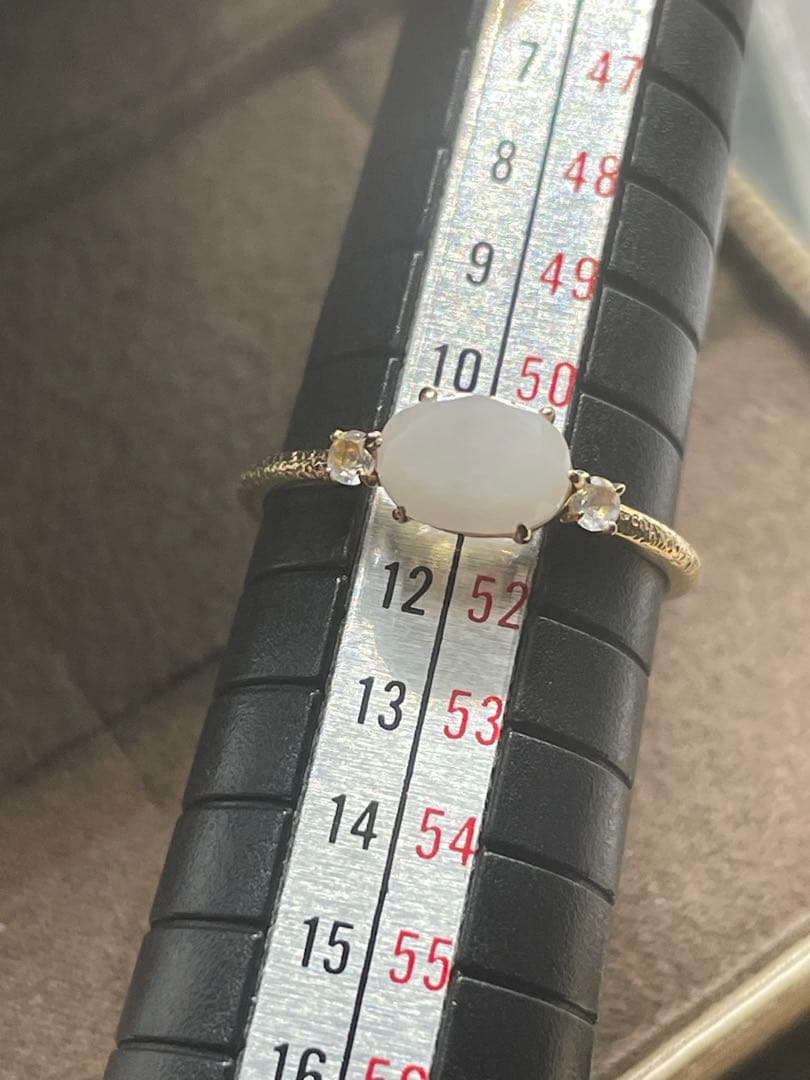 agete K10 ホワイトクォーツ ラブラドライト リング 11号