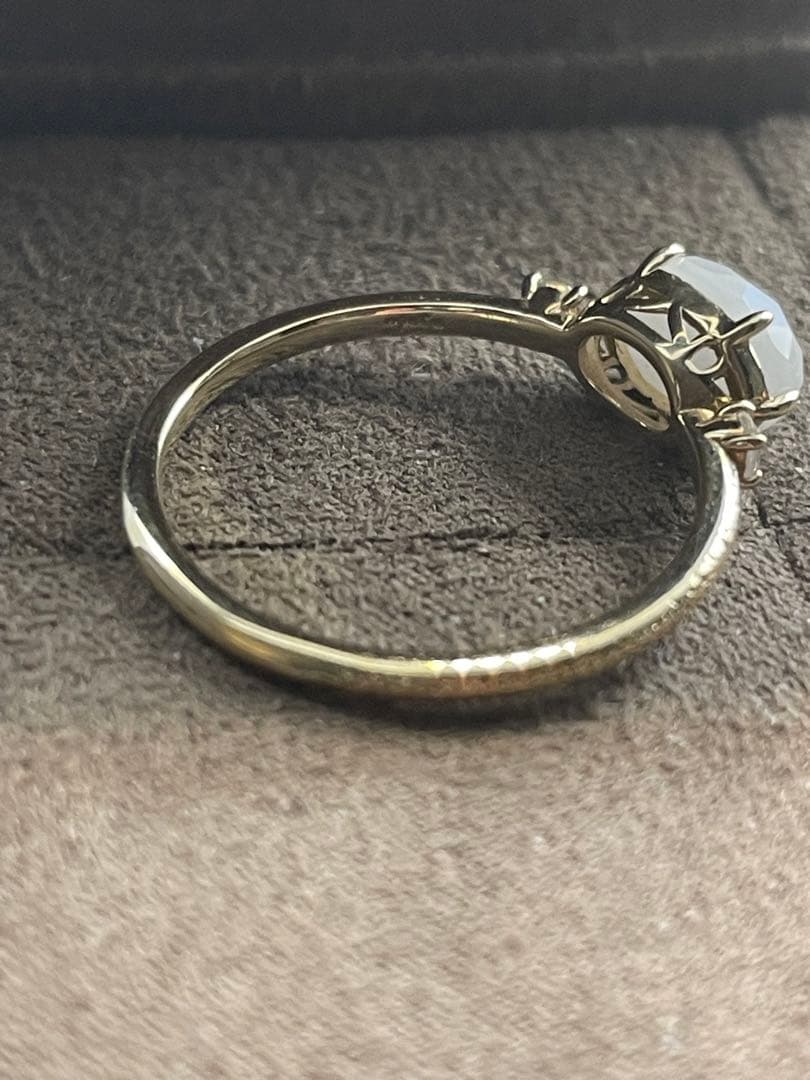 agete K10 ホワイトクォーツ ラブラドライト リング 11号