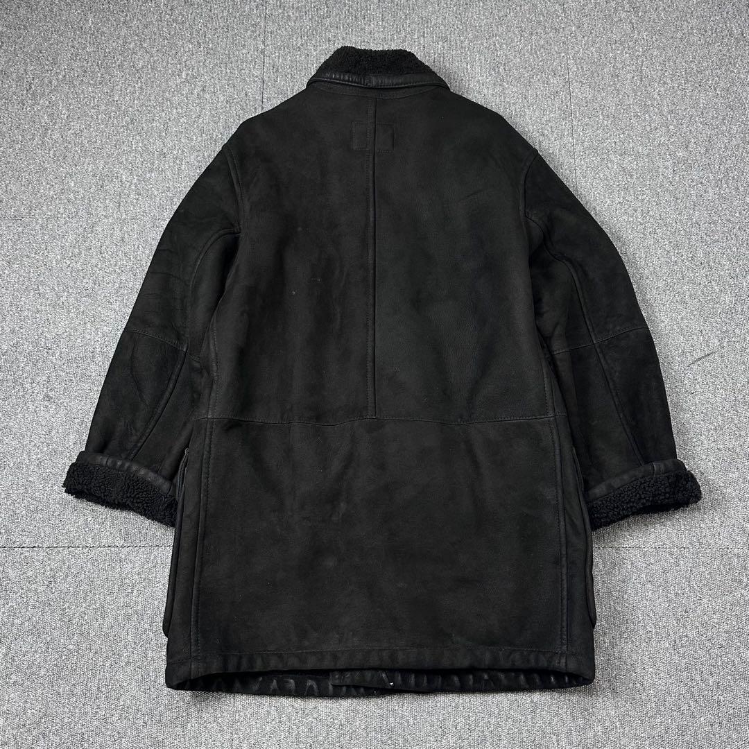 80s 90s カルバンクライン 本革 ムートンコート レザージャケット 黒