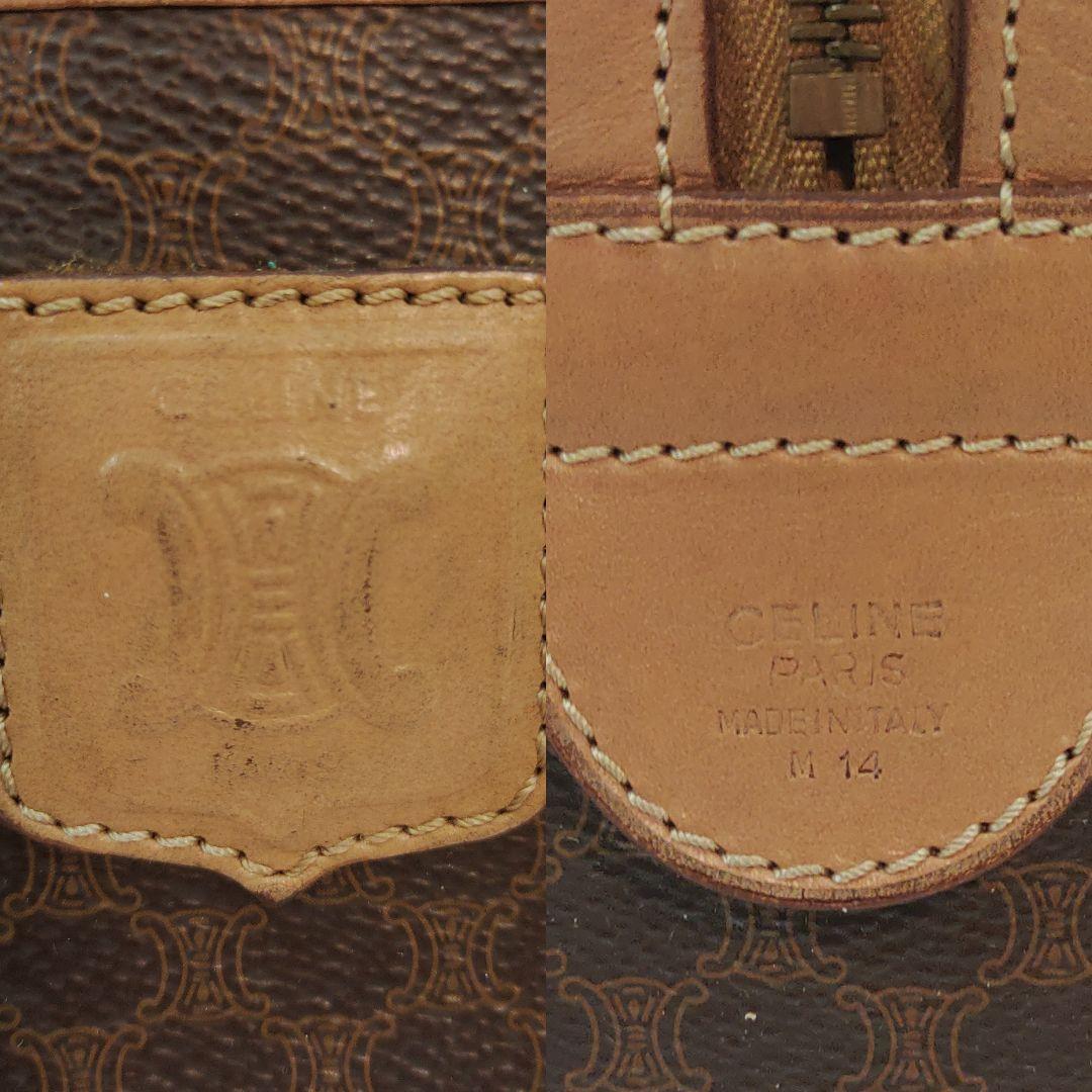 セリーヌ ボストンバッグ レザー×PVC A4可 マカダム柄 ブラウン