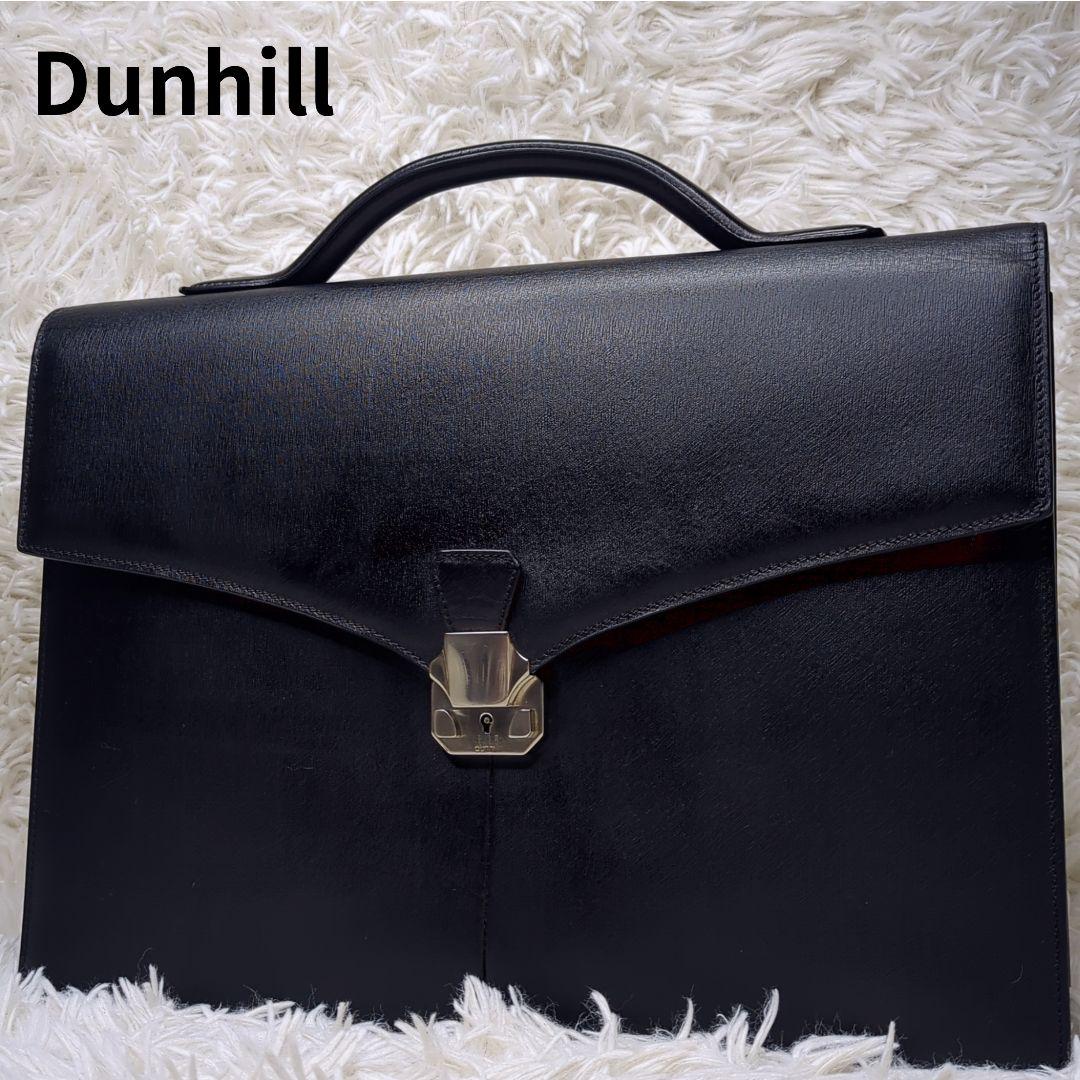 美品✨ダンヒル サイドカー ダレスバッグ レザー 黒 A4収納可 ロゴプレート