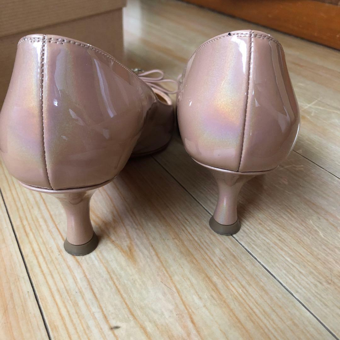 【限定】【美品】クリスチャンルブタン　ローヒール リボン マルシアノド35