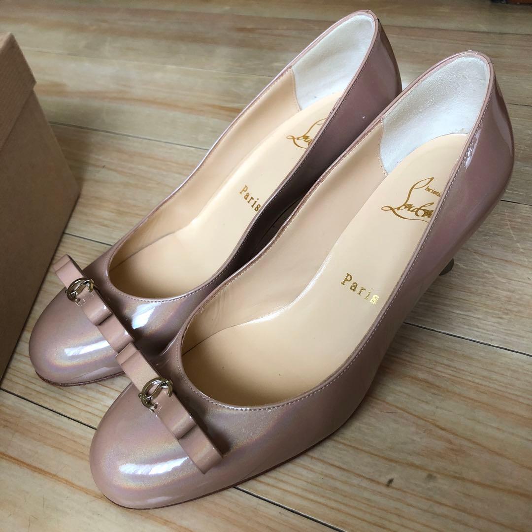 【限定】【美品】クリスチャンルブタン　ローヒール リボン マルシアノド35