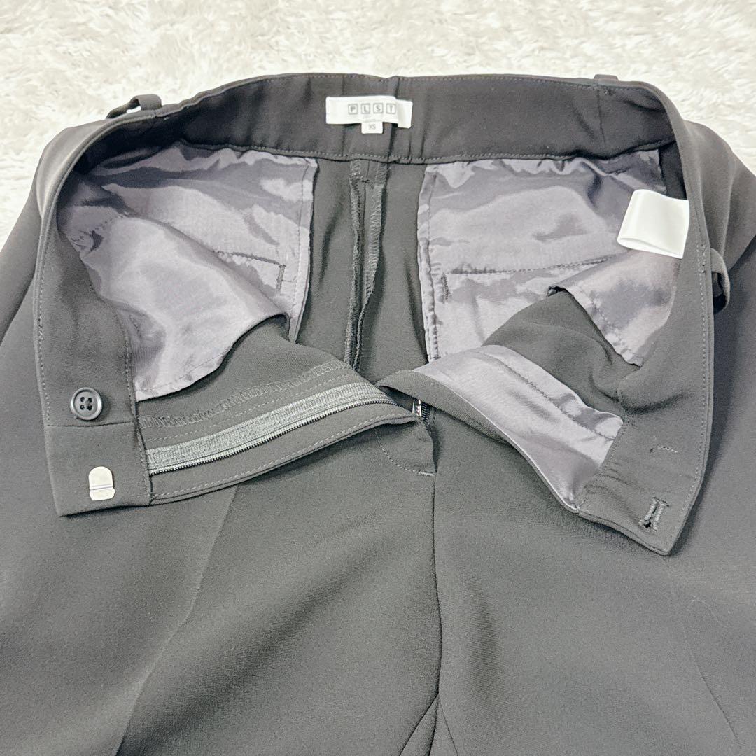 【極美品】プラステ ノーカラー パンツスーツ ブラック XS フォーマル