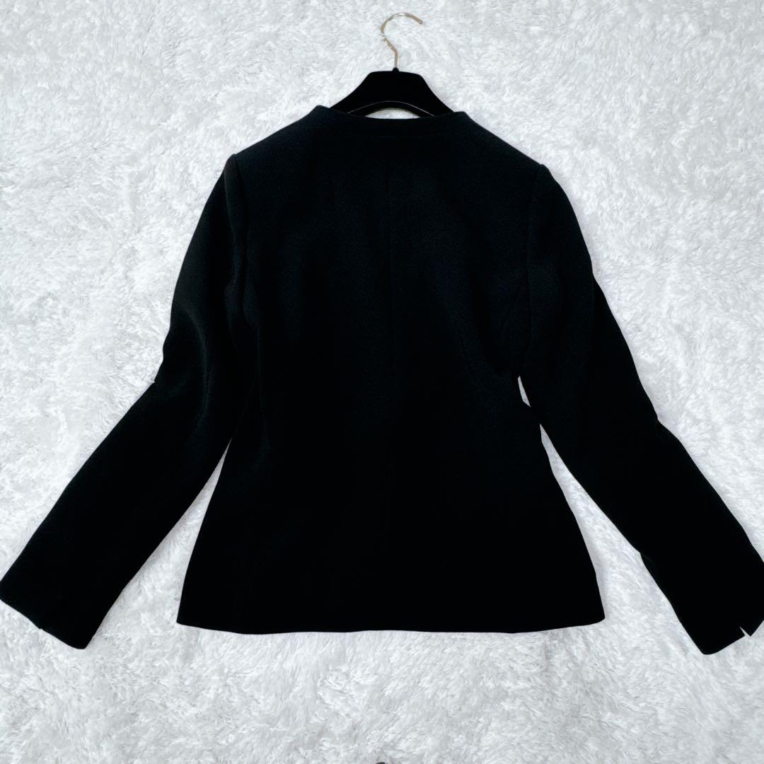 【極美品】プラステ ノーカラー パンツスーツ ブラック XS フォーマル