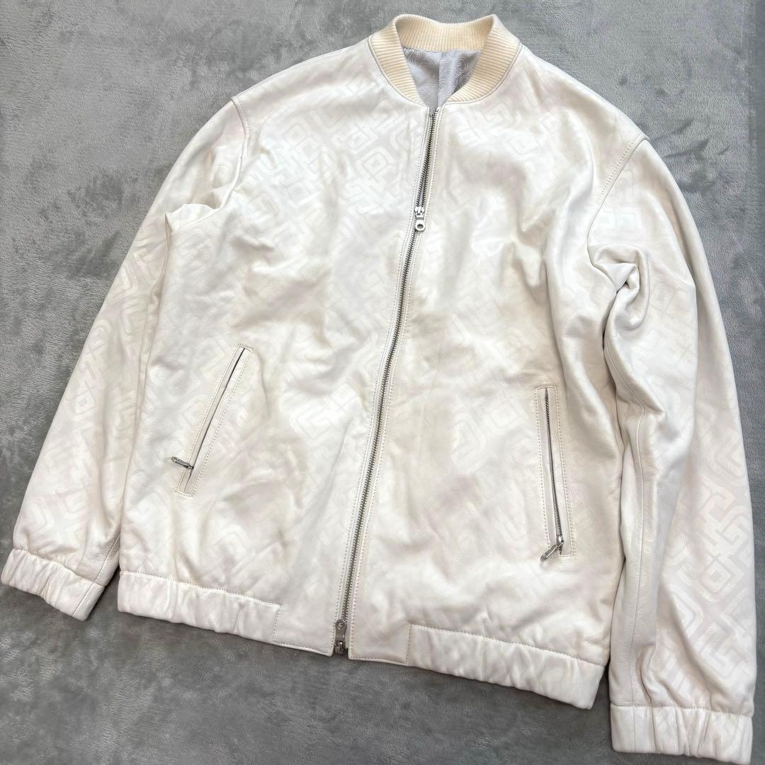 GARNIER ラムレザージャケット　L 総柄　MA-1 ブルゾン　21年モデル