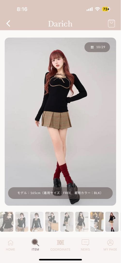 Darich ダーリッチ　ポイントチェックニットミニワンピース