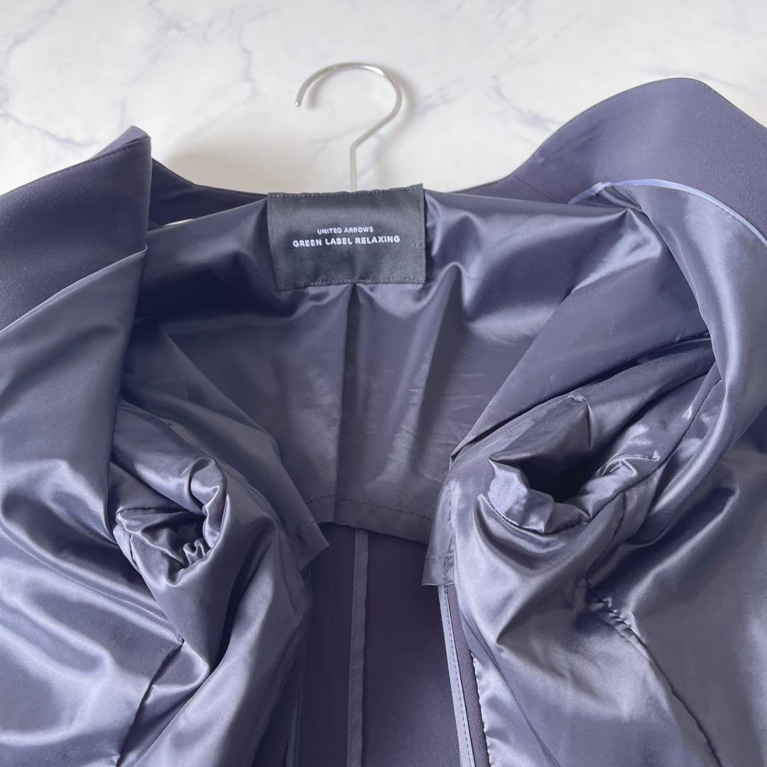 【美品】グリーンレーベルリラクシング ノーカラー セットアップ パンツスーツ40