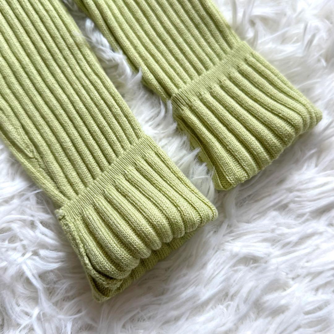 エムズグレイシー ウエストリボン付き リブニット 定番 セーター 38 グリーン