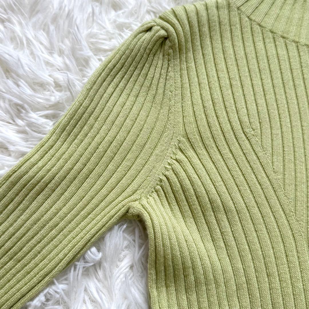 エムズグレイシー ウエストリボン付き リブニット 定番 セーター 38 グリーン