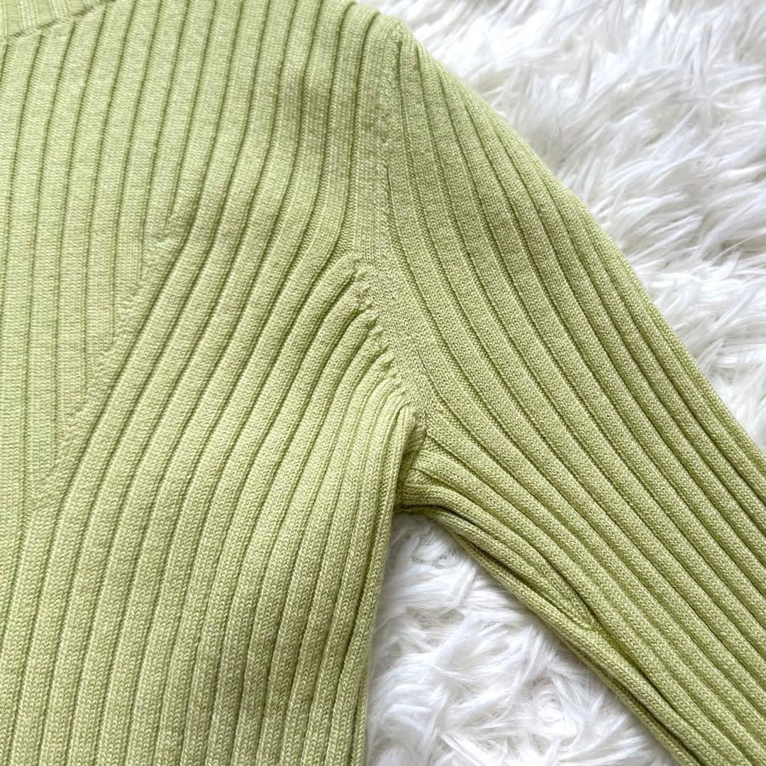 エムズグレイシー ウエストリボン付き リブニット 定番 セーター 38 グリーン