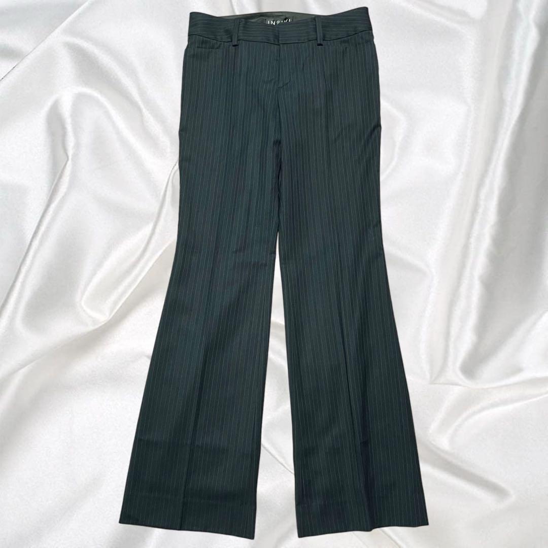 【INDIVI】美品インディヴィ 高級シルク ストレッチ ブーツカット ブラック