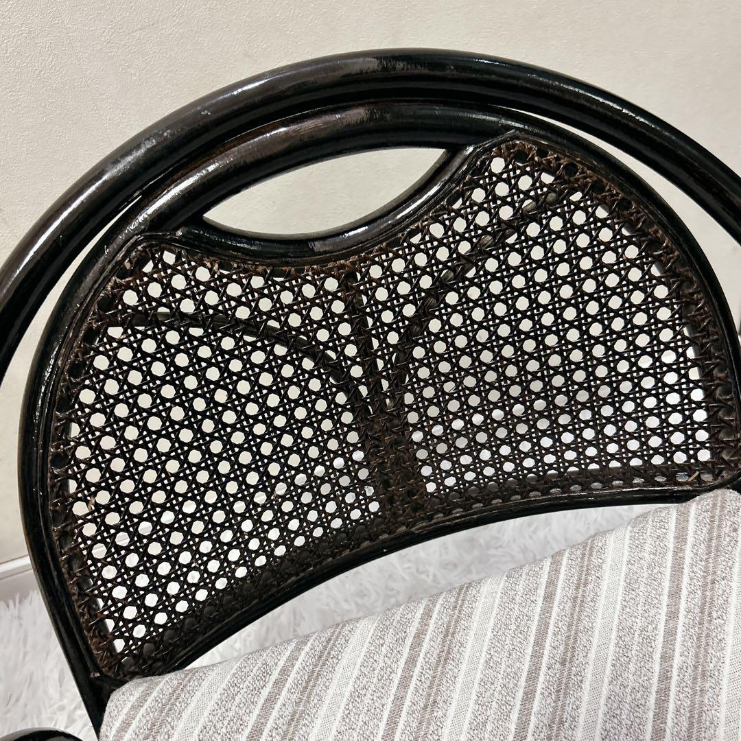 ラタン 籐 360°回転　アームチェア 座椅子 クッション　2脚セット