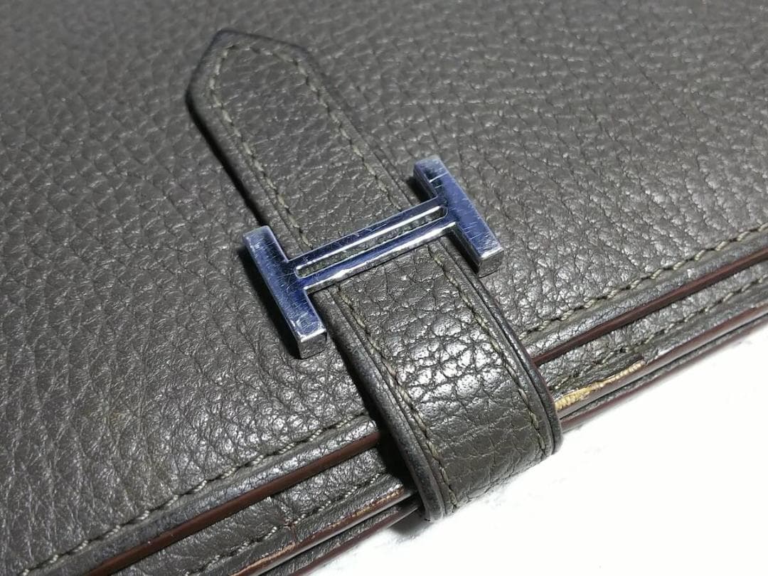 お買い得 HERMES ダークブラウン レザー 長財布