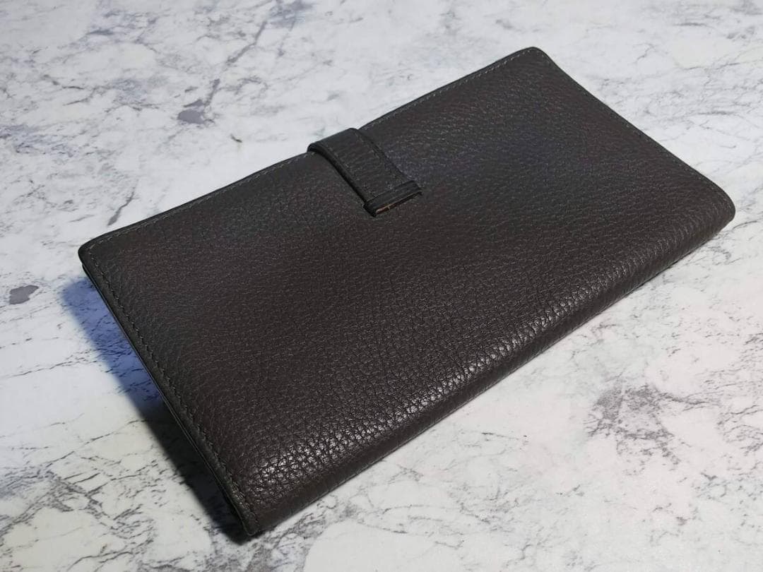お買い得 HERMES ダークブラウン レザー 長財布