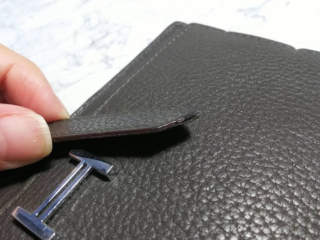 お買い得 HERMES ダークブラウン レザー 長財布