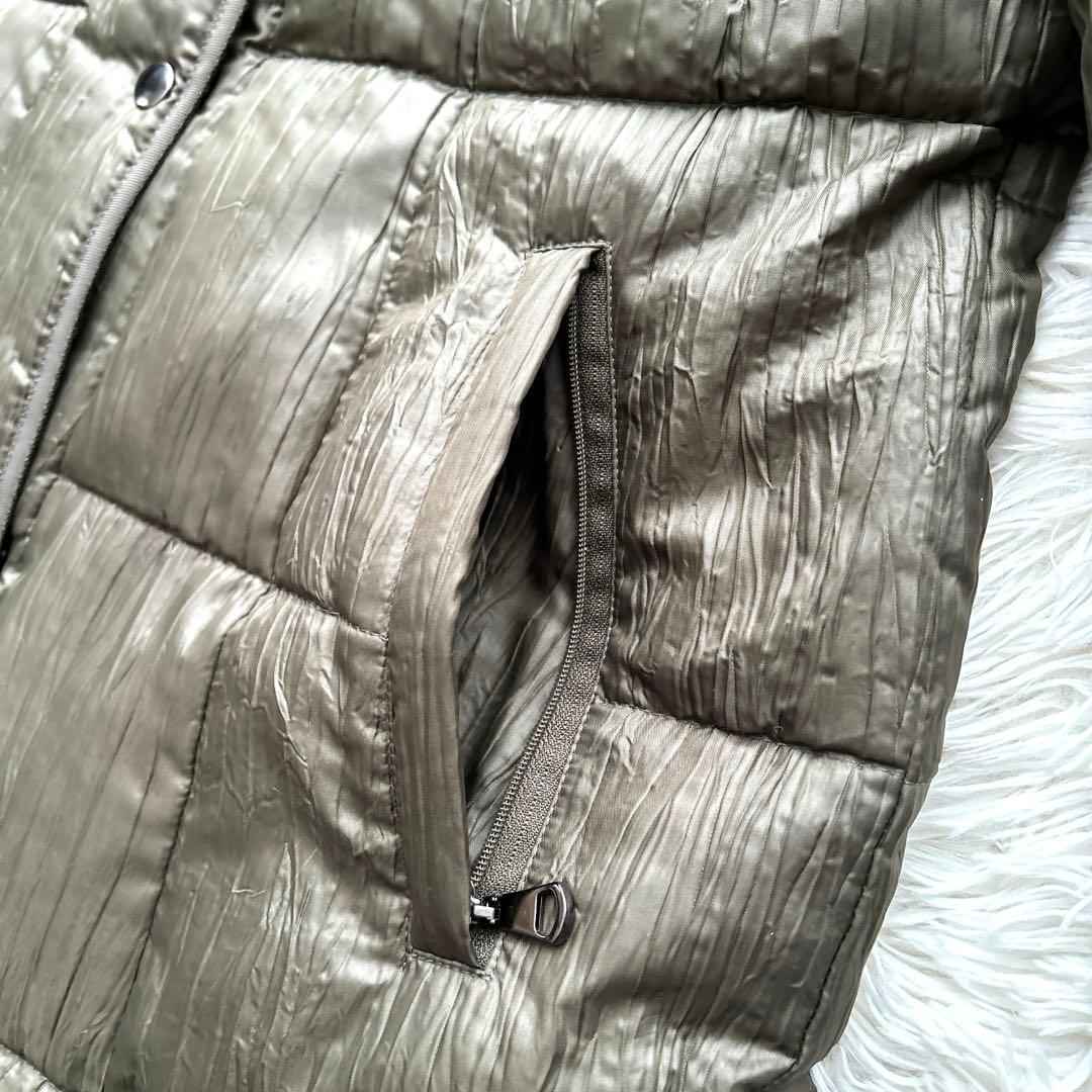 レリアン カーキ ロングダウンコート レッキスラビットファー付 Lサイズ