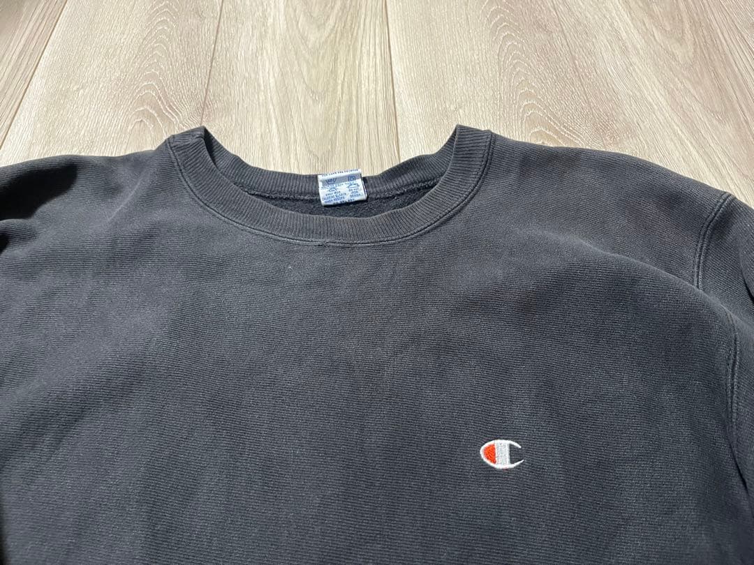 雰囲気抜群!90sビンテージチャンピオン ブラックソリッド XL 目つき USA