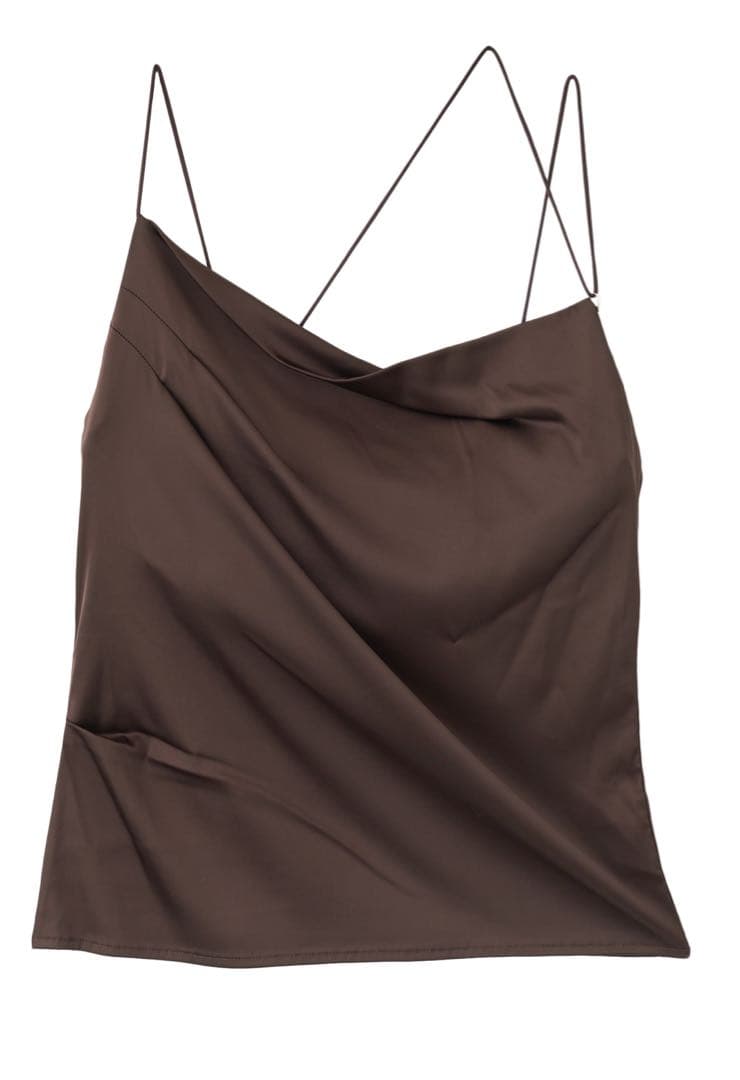 【早い者勝ち】 aimeine カップインドレープサテンキャミソール ブラウン