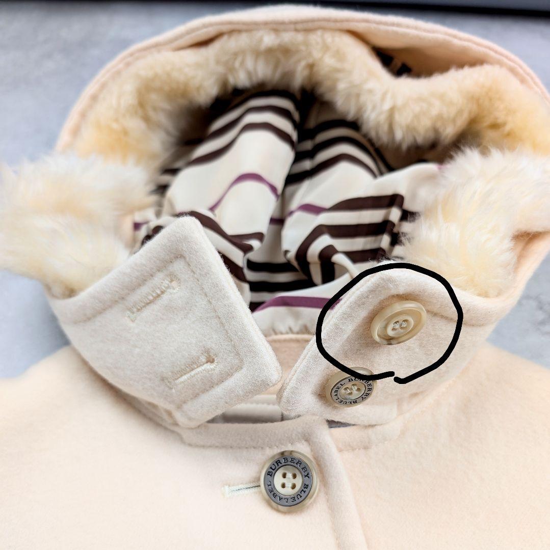 【訳あり】バーバリーブルーレーベル ダッフルコート アイボリー ファー付き