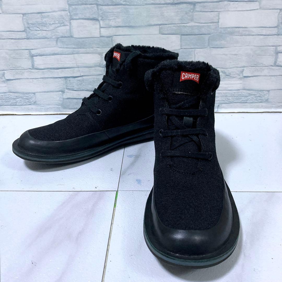 極美品 カンペール ショートブーツ Beetle ゴアテックス ボア 黒 24