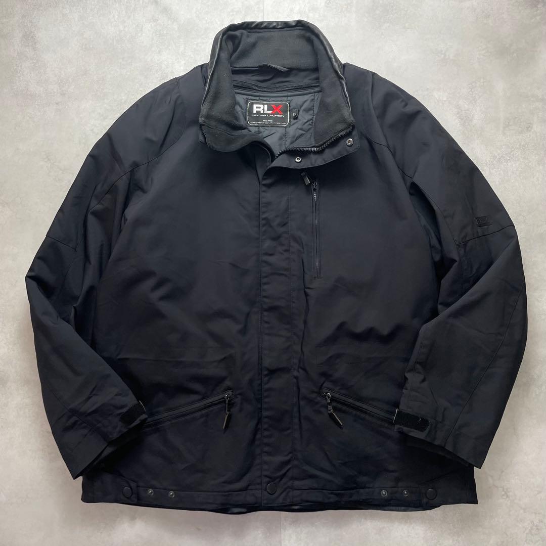 美品 ラルフローレン 中綿キルティングライナー レザーパイピング 黒 XL