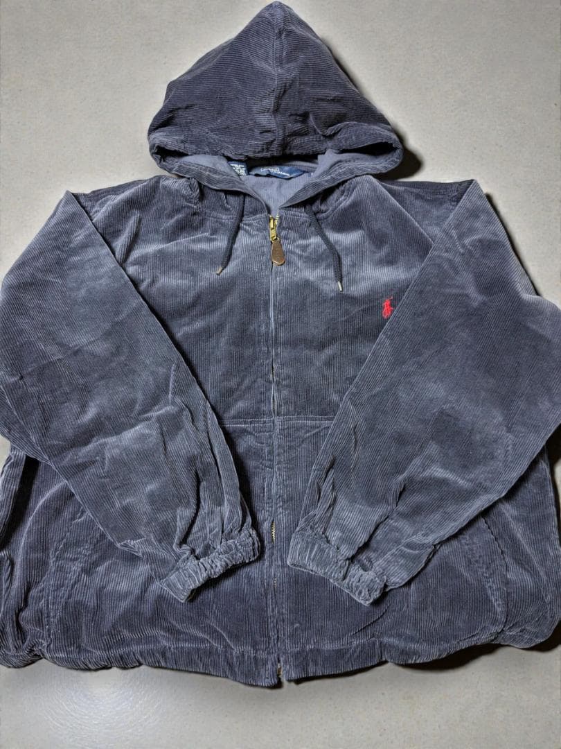 【希少】USA製 90s ラルフローレン コーデュロイパーカー 太畝 ネイビー