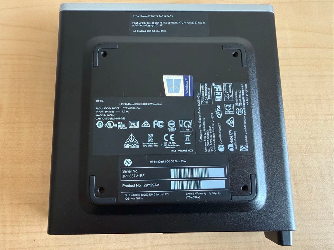 ミニPC HP Mini PC EliteDesk 800 G3 DM 35W