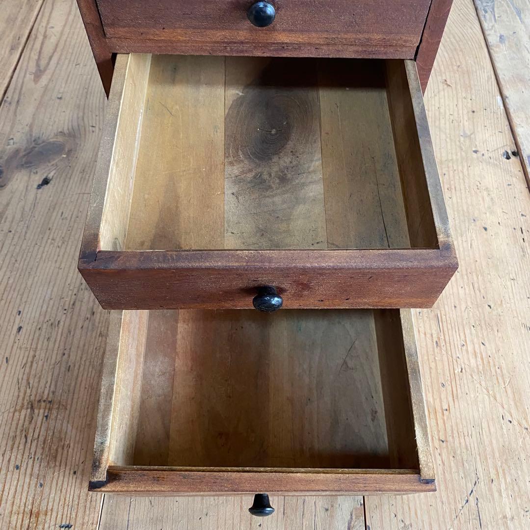 アンティーク 小引き出し 4杯抽斗 小物入れ 無垢材 昭和レトロ z736