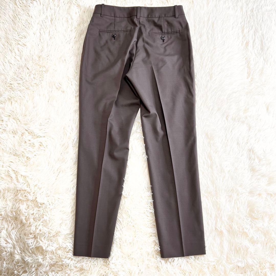 美品✨グリーンレーベルリラクシング　パンツスーツ　ノーカラー　ブラウン　40
