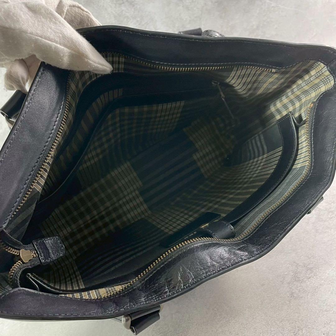 マザーハウス アンティーク スリムトート A4可 肩掛け オールレザー ブラック