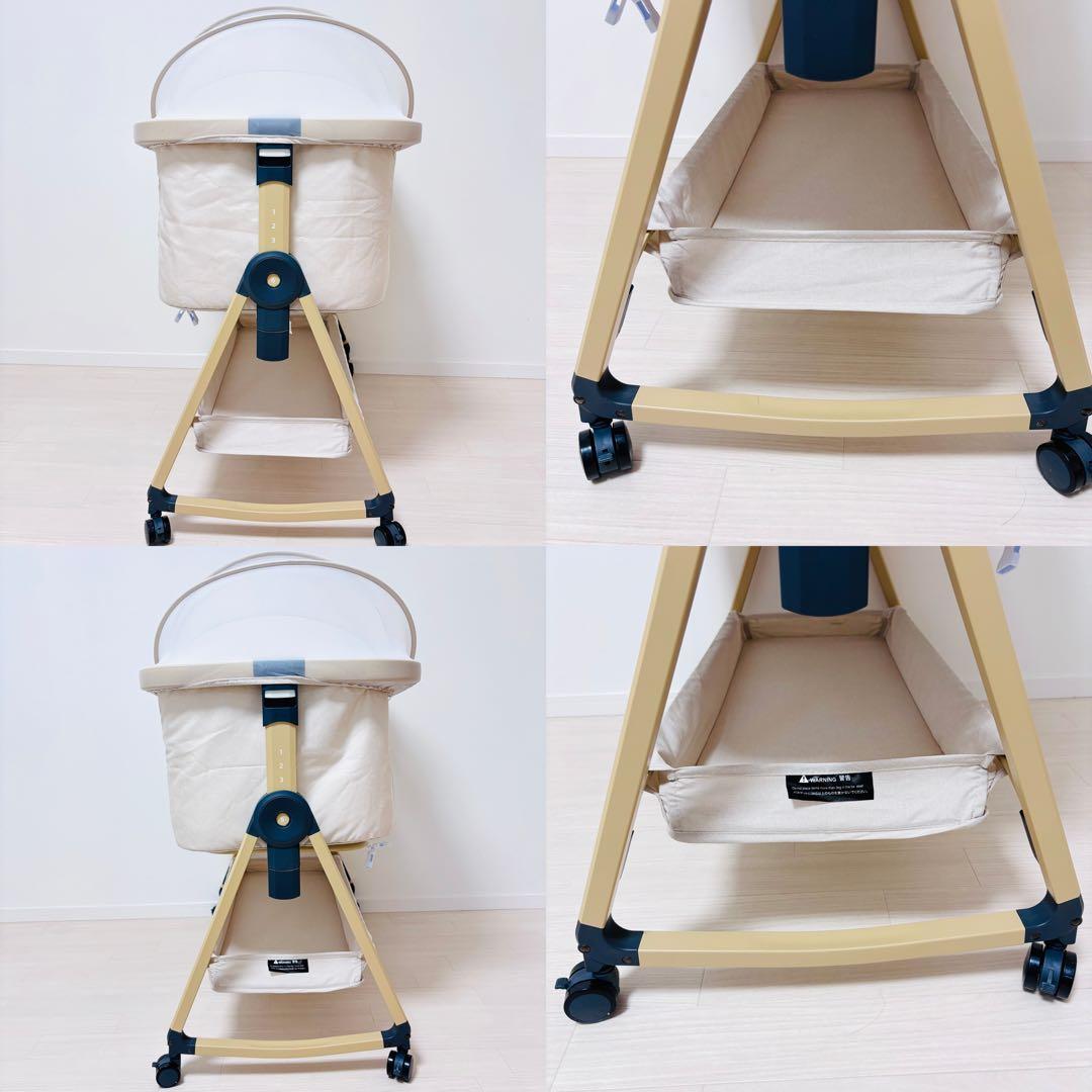 【美品】HZDMJ ベビーベッド　ベージュ　折り畳み 添い寝　ベッド