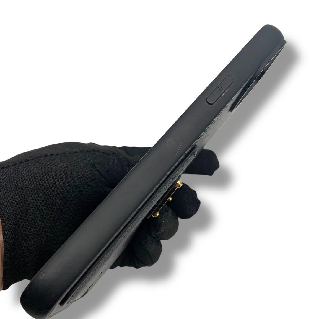 PRADA ブラック レザー iPhone用ケース　三角ロゴ