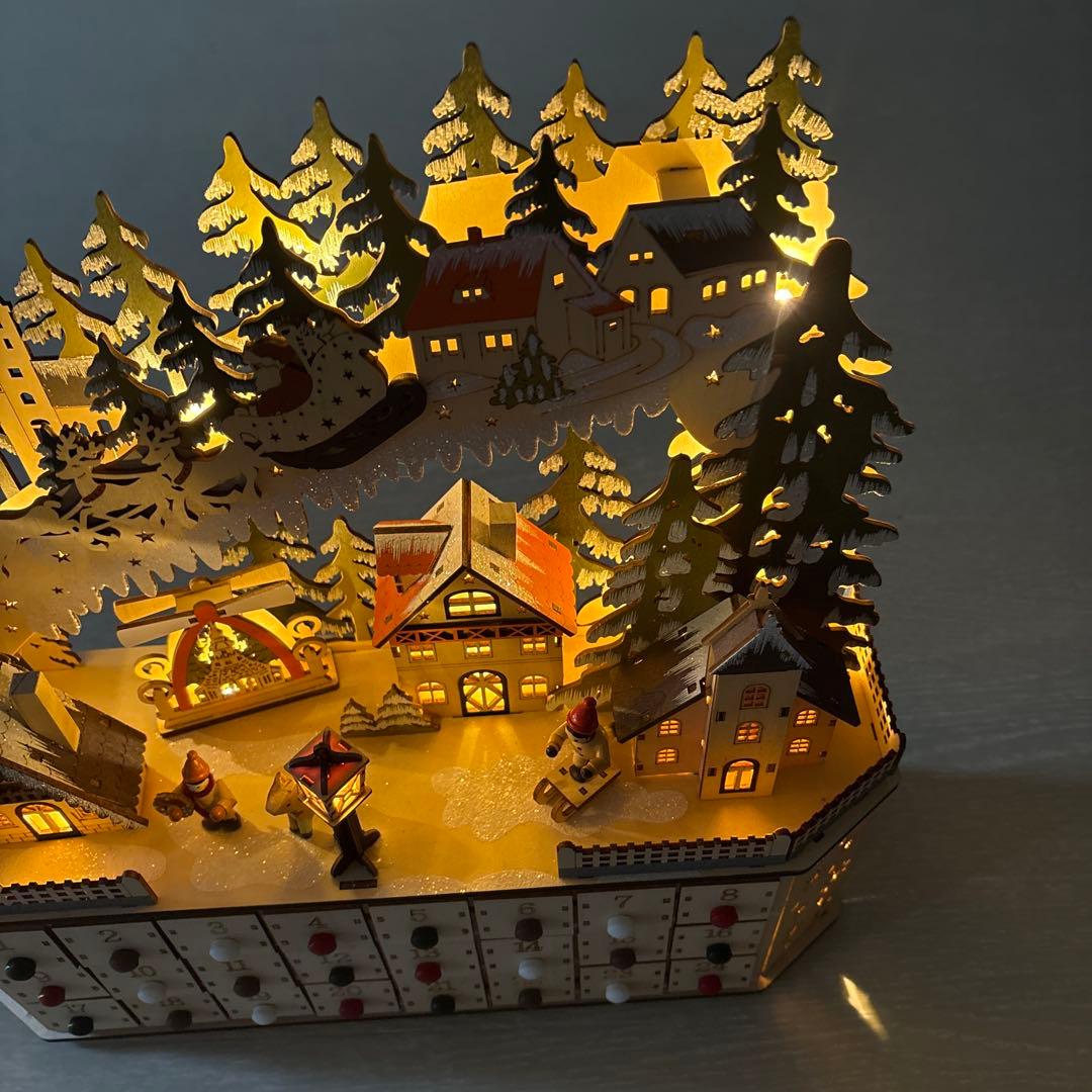 木製クリスマスLEDアドベントカレンダー