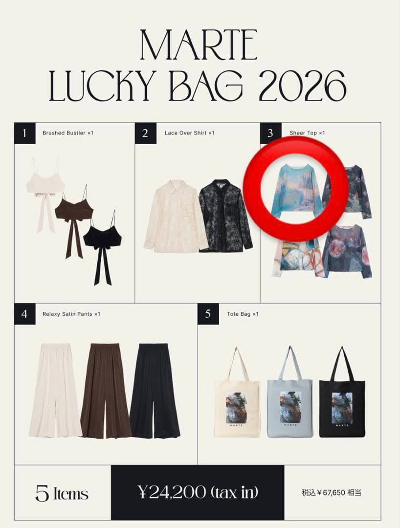 左雨さん専用！MARTE LUCKY BAG 2026 シアートップス