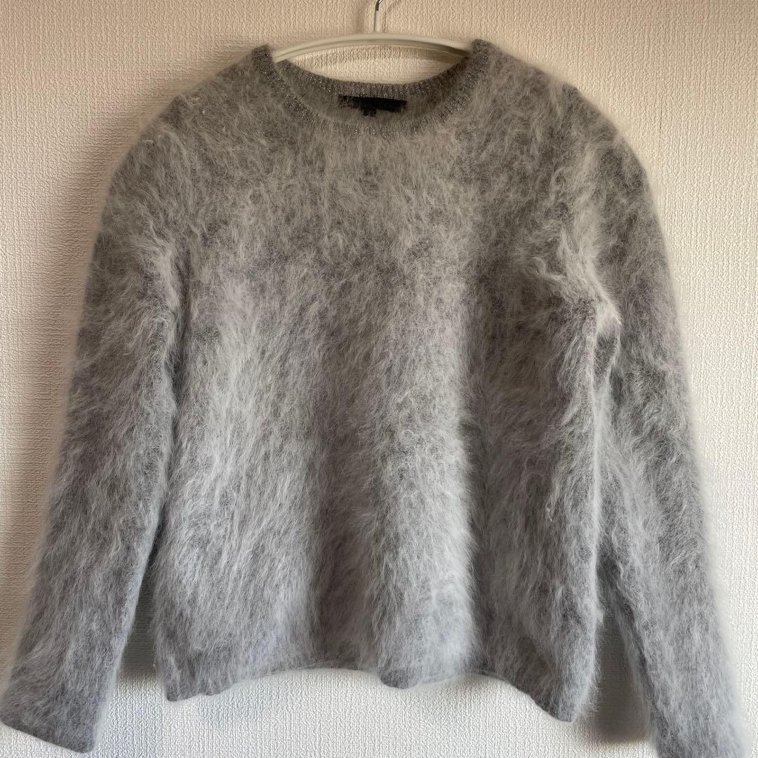 ANAYI グレー アンゴラ72% ラメクルーネックセーター